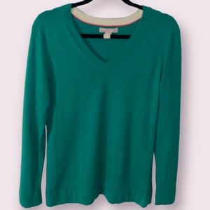 Banana Republic Wool V-Neck Sweater, Green, Size M